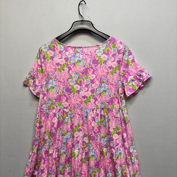 Lilly Pulitzer Jodee Swing Dress Large Amethyst Moms The Word Floral D079 -21 - Picture 12 of 16